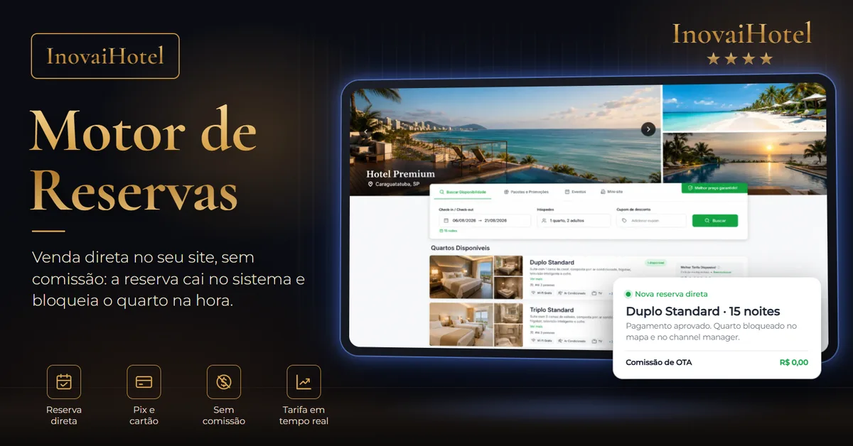Tela do módulo Motor de reservas da Inovaihotel
